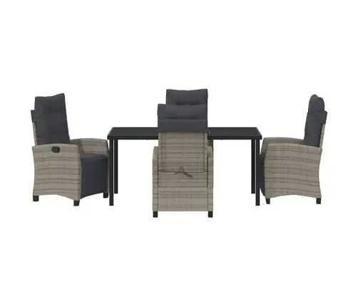 5 Daļu Dārza Ēdamgalda Komplekts, Pelēkais Poli Rattan Vidaxl