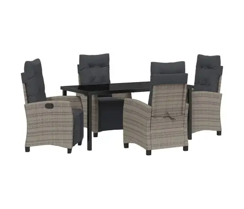 5 Daļu Dārza Ēdamgalda Komplekts, Pelēkais Poli Rattan Vidaxl