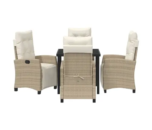 5 Daļu Dārza Ēdamgaldu Komplekts Bēšs Polirūpniecības Rattan Vidaxl