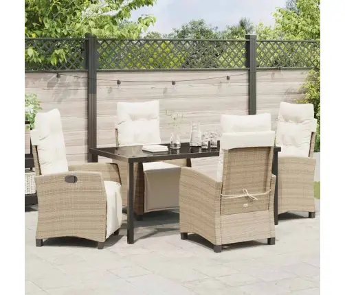 5 Daļu Dārza Ēdamgalds – Bēšs Poli Rattan Vidaxl