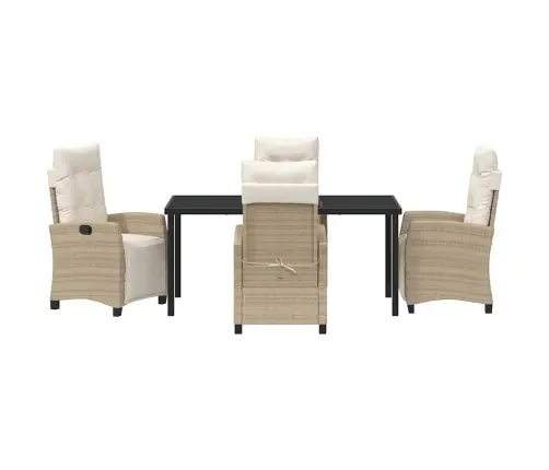 5 Daļu Dārza Ēdamgalds – Bēšs Poli Rattan Vidaxl