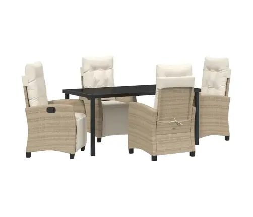 5 Daļu Dārza Ēdamgalds – Bēšs Poli Rattan Vidaxl