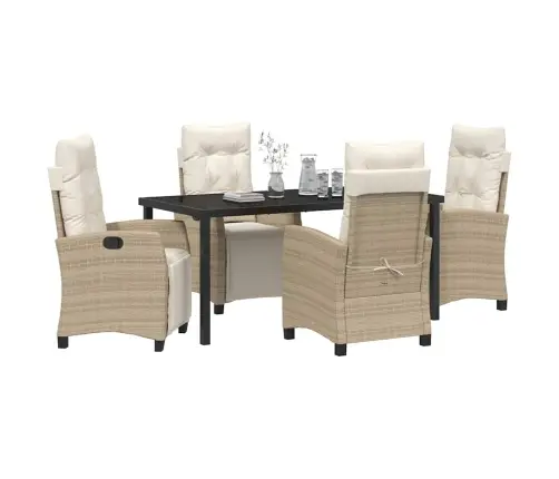 5 Daļu Dārza Ēdamgalds – Bēšs Poli Rattan Vidaxl