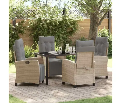 5 Daļīgs Dārza Ēdamgalda Komplekts, Bēšs Polirats Vidaxl