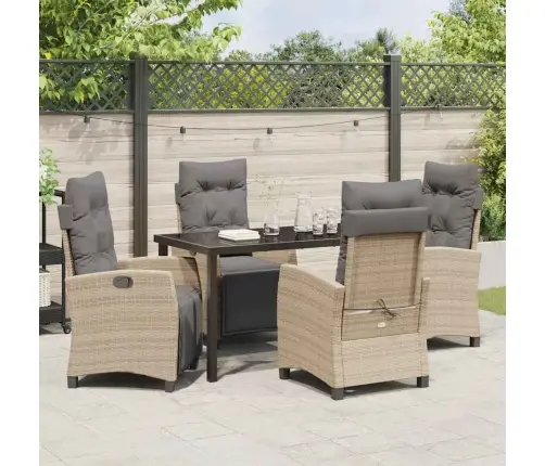 5 Daļīgs Dārza Ēdamgalda Komplekts, Bēšs Polirats Vidaxl