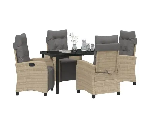 5 Daļīgs Dārza Ēdamgalda Komplekts, Bēšs Polirats Vidaxl