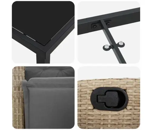 5 Daļu Dārza Pusdienu Komplekts, Bēšā Poliestera Maisījumā. Vidaxl