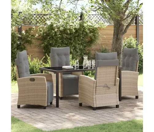 5 Daļu Dārza Pusdienu Komplekts, Bēšā Poliestera Maisījumā. Vidaxl