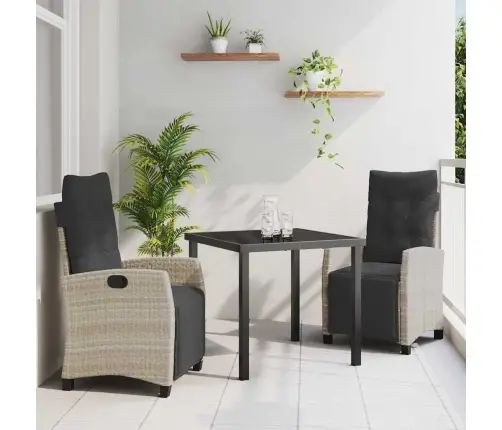 3 Daļu Dārza Ēdamgaldu Komplekts, Gaiši Pelēks Polirātns Vidaxl