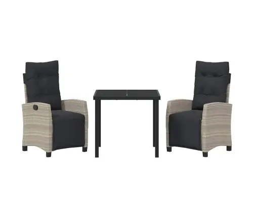 3 Daļu Dārza Ēdamgaldu Komplekts, Gaiši Pelēks Polirātns Vidaxl