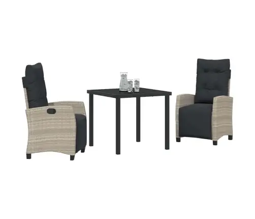 3 Daļu Dārza Ēdamgaldu Komplekts, Gaiši Pelēks Polirātns Vidaxl