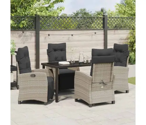 5 Daļu Dārza Ēdamgalda Komplekts, Gaiši Pelēks, Poliestera Rattan Vidaxl