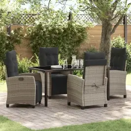 Dārza Ēdamgalds Ar Spilvenu 5 Pcs Gaiši Pelēks Poliratāns Vidaxl