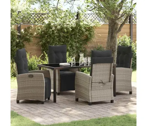 5 Daļu Dārza Ēdamgalda Komplekts, Gaiši Pelēks, Poliratanas Vidaxl