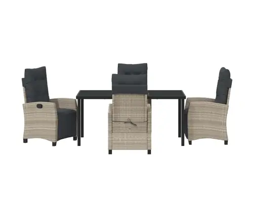 5 Daļu Dārza Ēdamgalda Komplekts, Gaiši Pelēks, Poliratanas Vidaxl