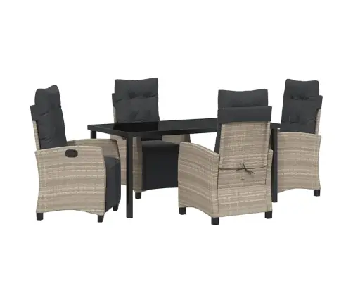 5 Daļu Dārza Ēdamgalda Komplekts, Gaiši Pelēks, Poliratanas Vidaxl