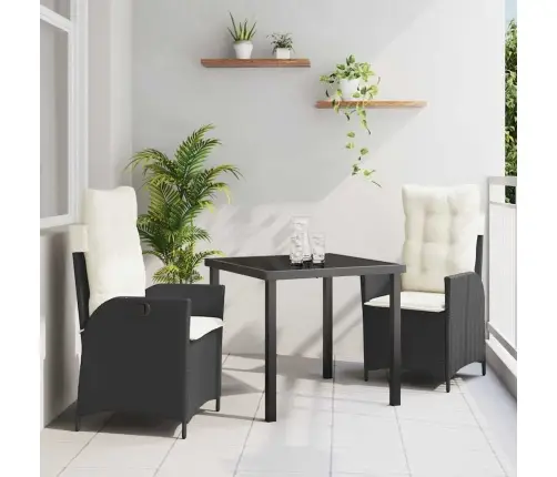 3 Daļu Dārza Ēdamgalds Ar Spilveniem, Melnā Poli Ratanā Vidaxl