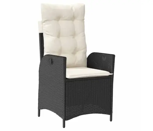 5 Daļu Dārza Ēdamgalds Ar Spilveniem Melnā Polirotangā Vidaxl