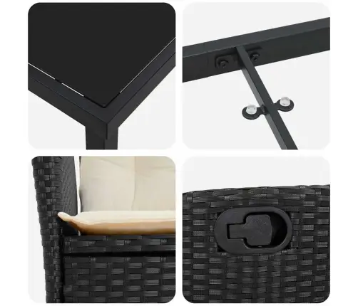 Sodo Valgomojo Komplektas 5 Pcs Juoda Poliratanas