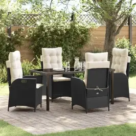 Sodo Valgomojo Komplektas 5 Pcs Juoda Poliratanas