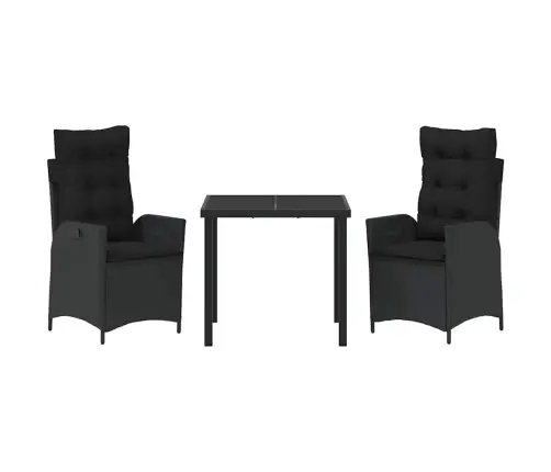 Sodo Valgomojo Komplektas Su Pagalve 3 Pcs Juoda Poliratanas