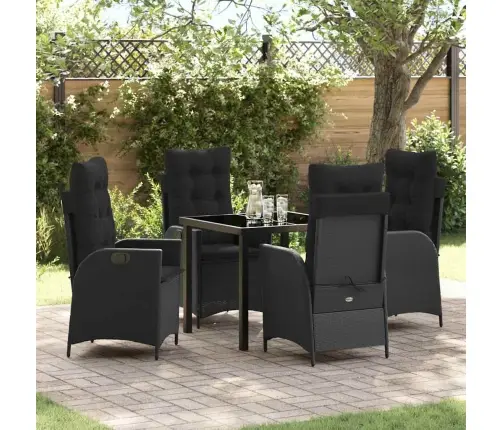 Sodo Valgomojo Komplektas Su Pagalve 5 Pcs Juoda Poliratanas