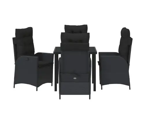 Sodo Valgomojo Komplektas Su Pagalve 5 Pcs Juoda Poliratanas