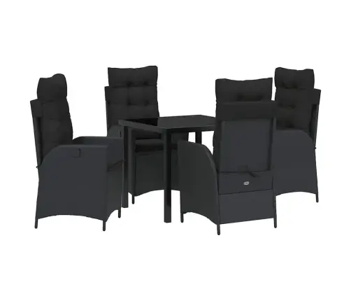 Sodo Valgomojo Komplektas Su Pagalve 5 Pcs Juoda Poliratanas