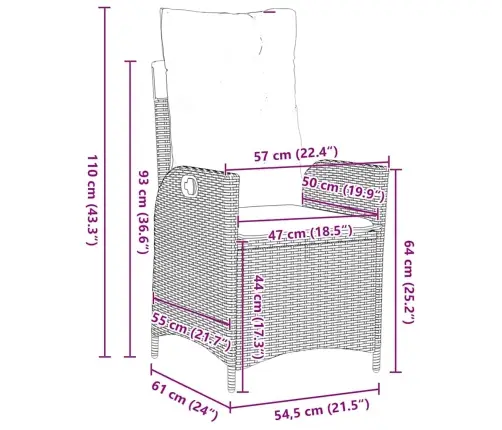Sodo Valgomojo Komplektas Su Pagalve 5 Pcs Juoda Poliratanas
