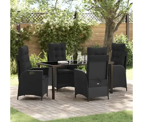 Sodo Valgomojo Komplektas Su Pagalve 5 Pcs Juoda Poliratanas