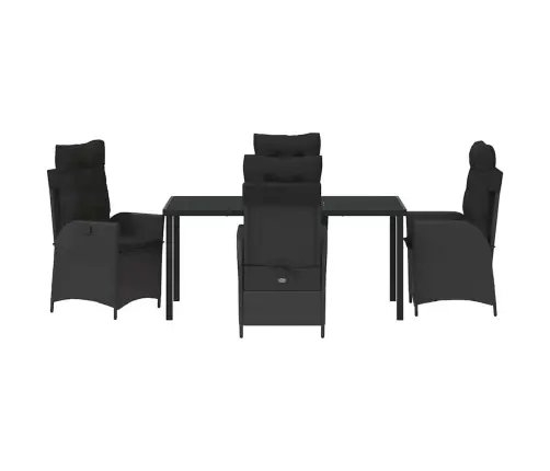 Sodo Valgomojo Komplektas Su Pagalve 5 Pcs Juoda Poliratanas