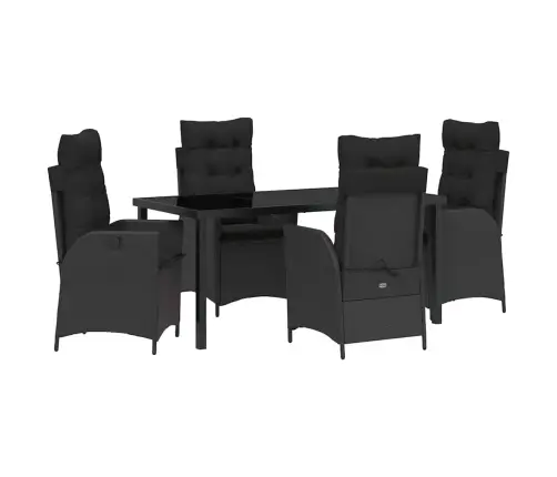 Sodo Valgomojo Komplektas Su Pagalve 5 Pcs Juoda Poliratanas