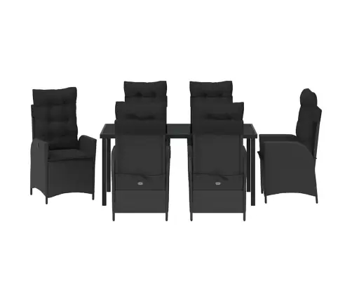 Aia Söögilaudade Komplekt Padjaga 7 Pcs Must Polürotang