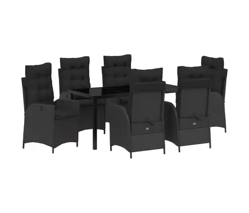 Aia Söögilaudade Komplekt Padjaga 7 Pcs Must Polürotang