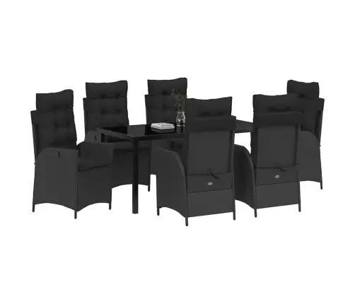 Aia Söögilaudade Komplekt Padjaga 7 Pcs Must Polürotang