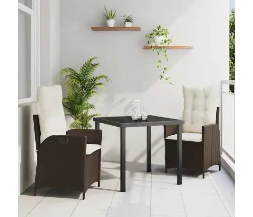 3 Daļu Dārza Galds Ar Spilveniem Brūnā Polirotangā Vidaxl