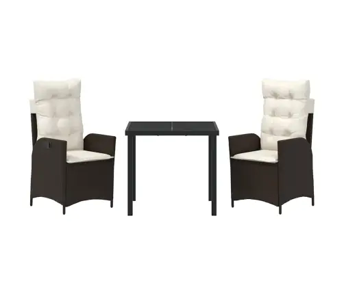 3 Daļu Dārza Galds Ar Spilveniem Brūnā Polirotangā Vidaxl