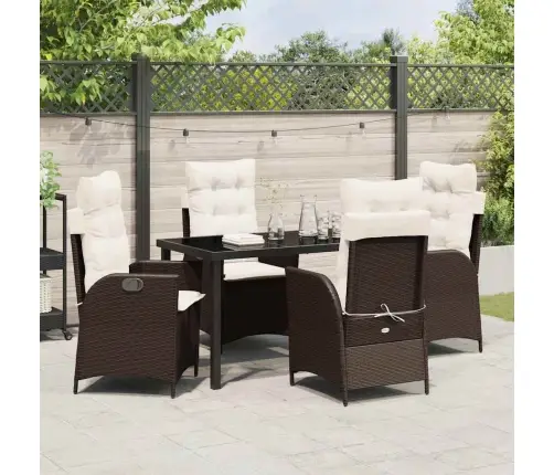 Sodo Valgomojo Komplektas Su Pagalve 5 Pcs Ruda Poliratanas