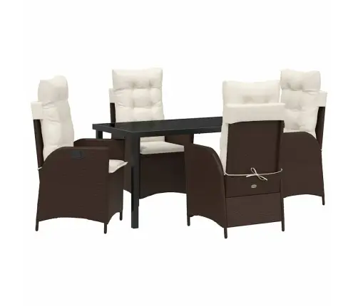 Sodo Valgomojo Komplektas Su Pagalve 5 Pcs Ruda Poliratanas