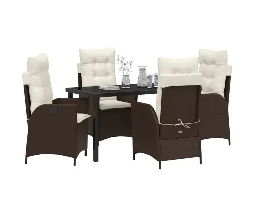 Sodo Valgomojo Komplektas Su Pagalve 5 Pcs Ruda Poliratanas