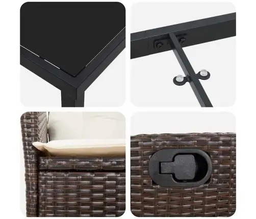 Aia Söögilaudade Komplekt Padjaga 7 Pcs Pruun Polürotang