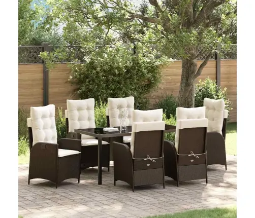 Aia Söögilaudade Komplekt Padjaga 7 Pcs Pruun Polürotang