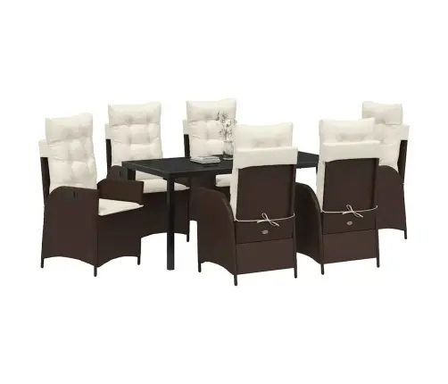 Aia Söögilaudade Komplekt Padjaga 7 Pcs Pruun Polürotang