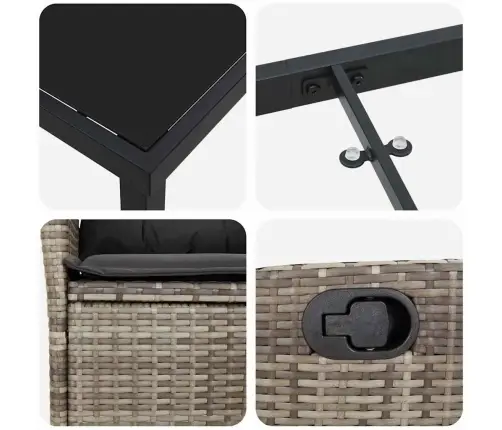 Sodo Valgomojo Komplektas Su Pagalve 3 Pcs Pilka Poliratanas