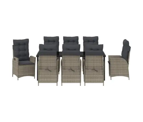 Dārza Ēdamgalds 9 Pcs Pelēka Poliratāns Vidaxl