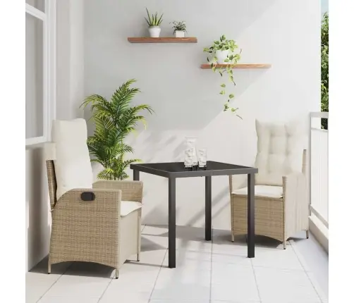 3 Daļu Dārza Galds Ar Bēšu Krāsas Spilveniem, Polirotangpalma Vidaxl