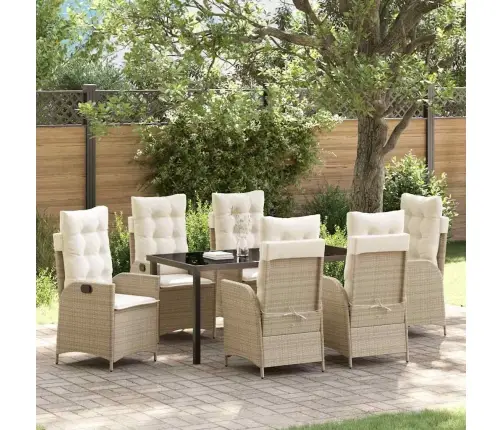 Aia Söögilaudade Komplekt Padjaga 7 Pcs Beež Polürotang