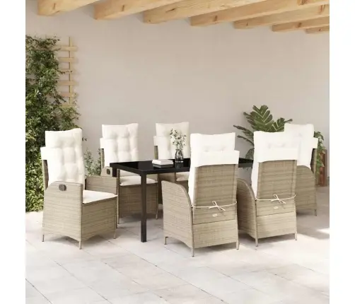 Aia Söögilaudade Komplekt Padjaga 7 Pcs Beež Polürotang