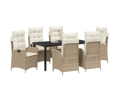 Aia Söögilaudade Komplekt Padjaga 7 Pcs Beež Polürotang