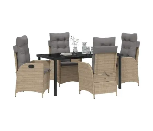 5 Daļu Dārza Pusdienu Komplekts Ar Spilveniem, Bēšs Poliratan Vidaxl